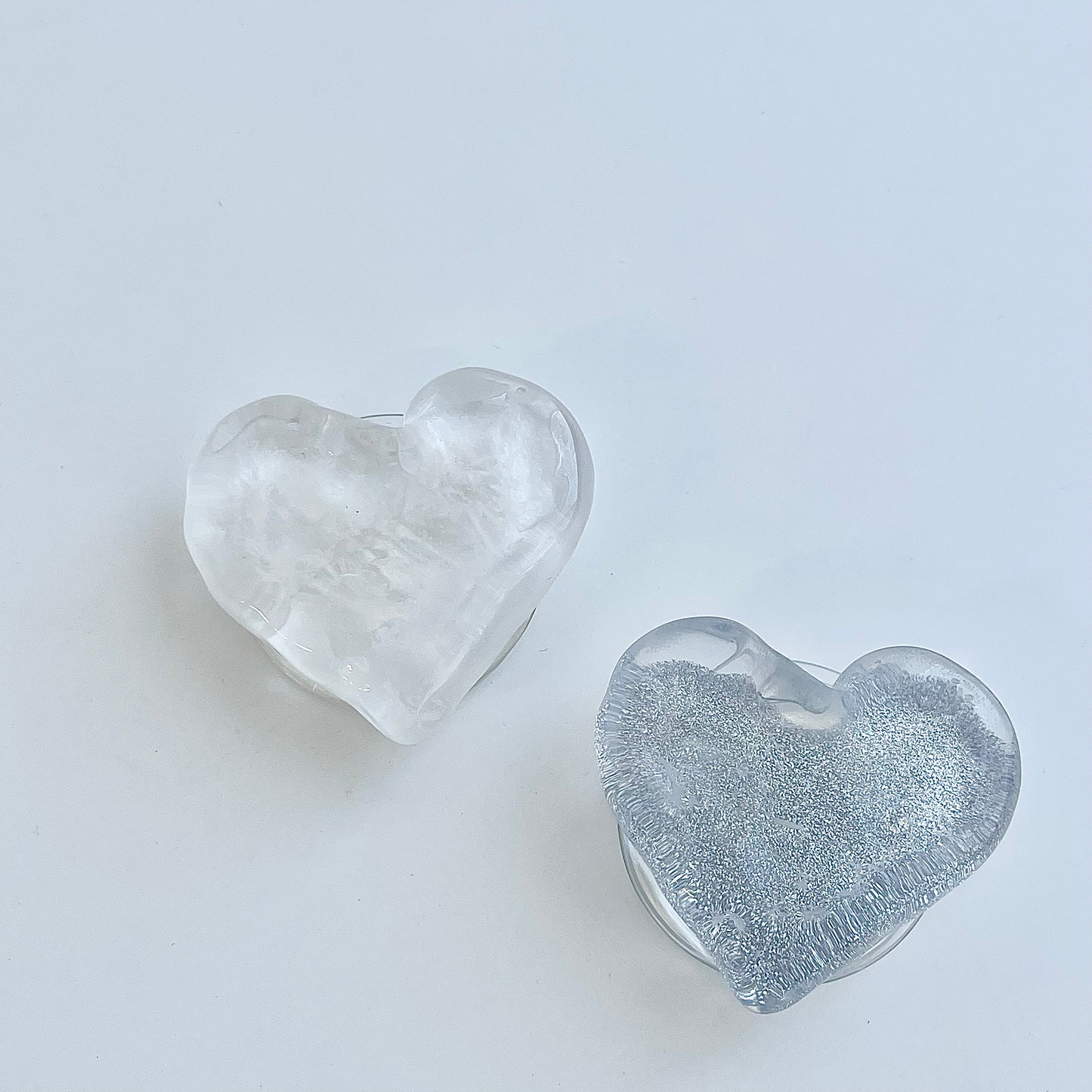 wavy clear heart grip #silver