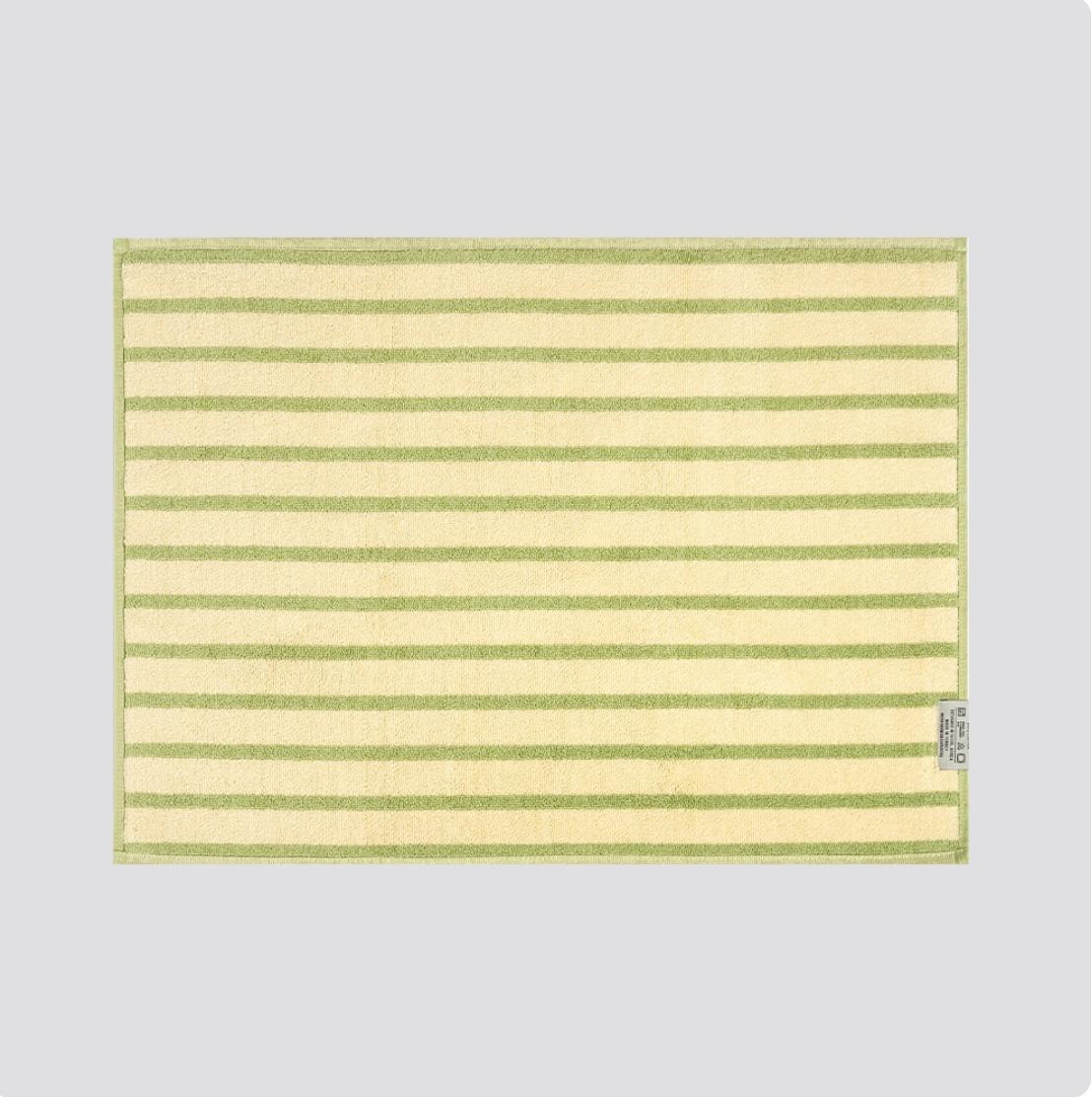 上質なタオル バスマット | green stripe