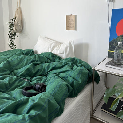 選べるサイズ green striped bed linen