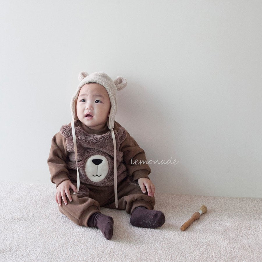 もこもこ くまちゃん セットアップ ブラウン