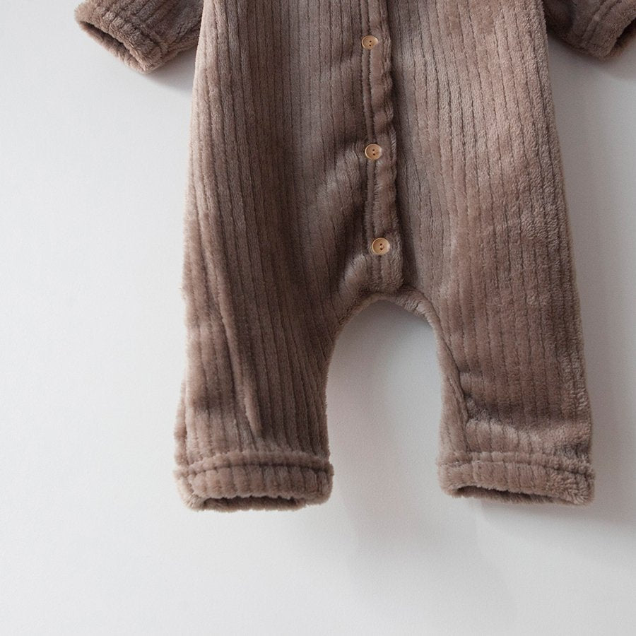 もこもこ くまちゃん ロンパース ブラウン