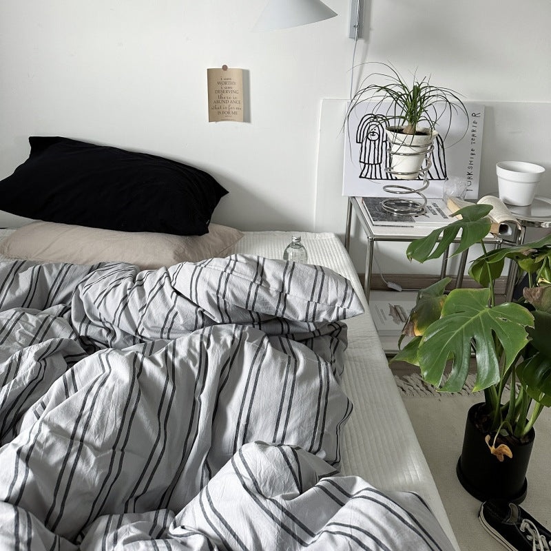 選べるサイズ monotone striped bed linen