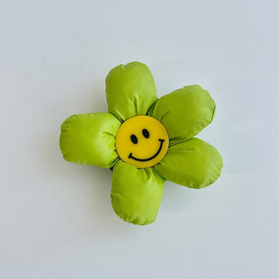 smile face puffy flower grip #green