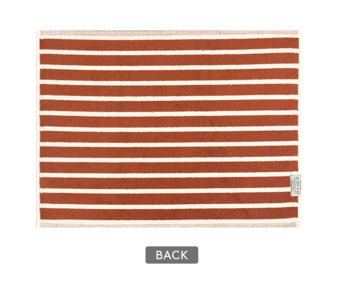 上質なタオル バスマット | almond stripe