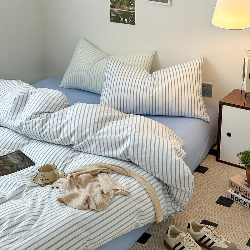 3点セット blue striped bed linen set