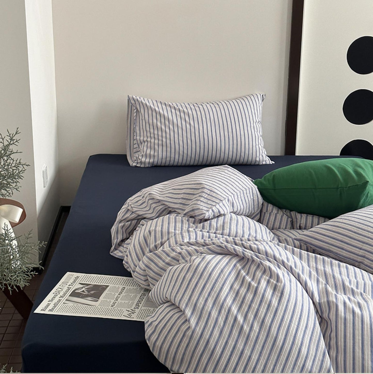 選べるサイズ 3点セットblueberry striped bed linen