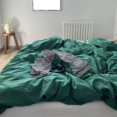 選べるサイズ green striped bed linen