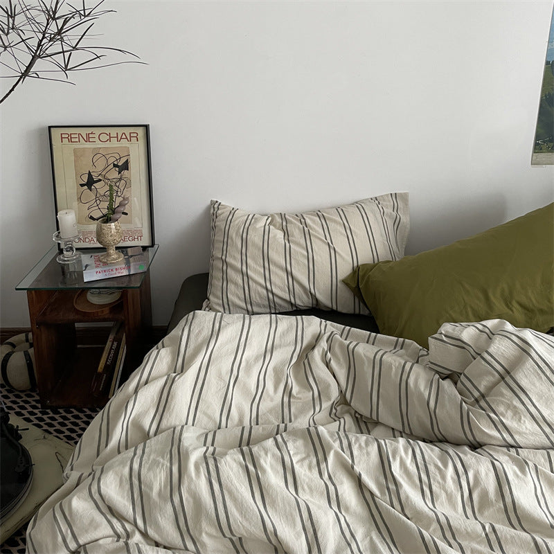 選べるサイズ green tea striped bed linen