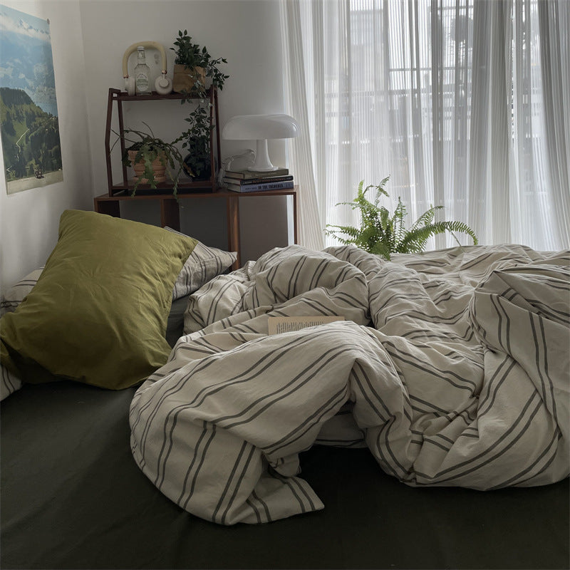 選べるサイズ green tea striped bed linen