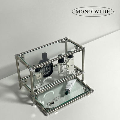 ガラストレイ付きモジュール シェルフ | modular mini shelf