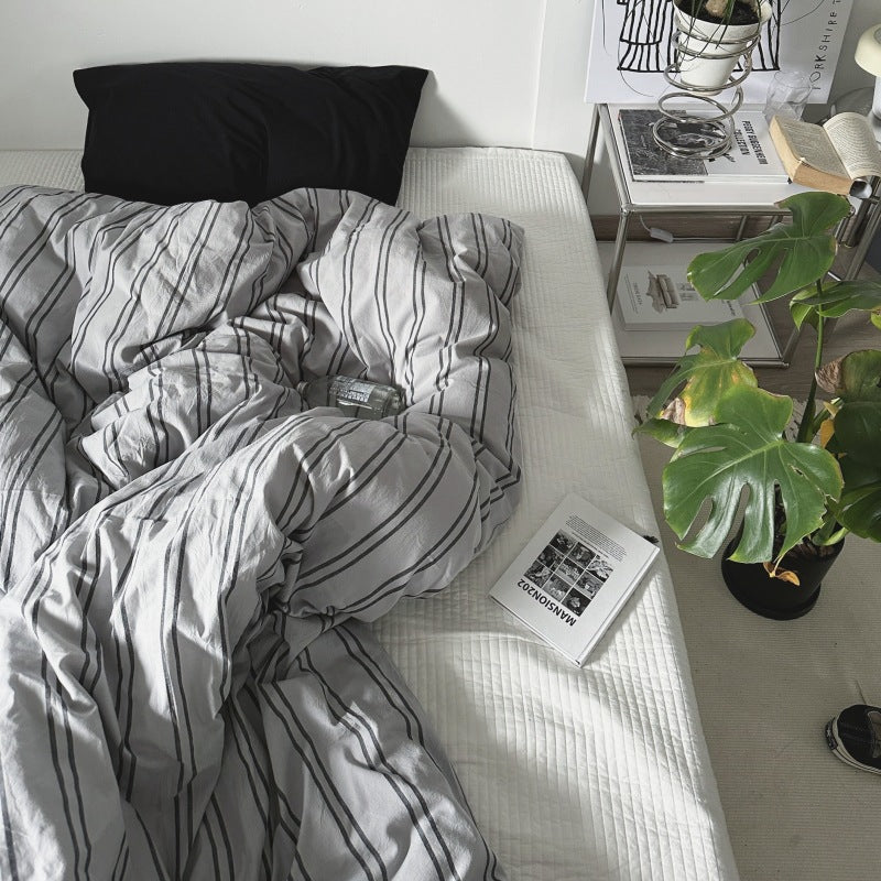 選べるサイズ monotone striped bed linen