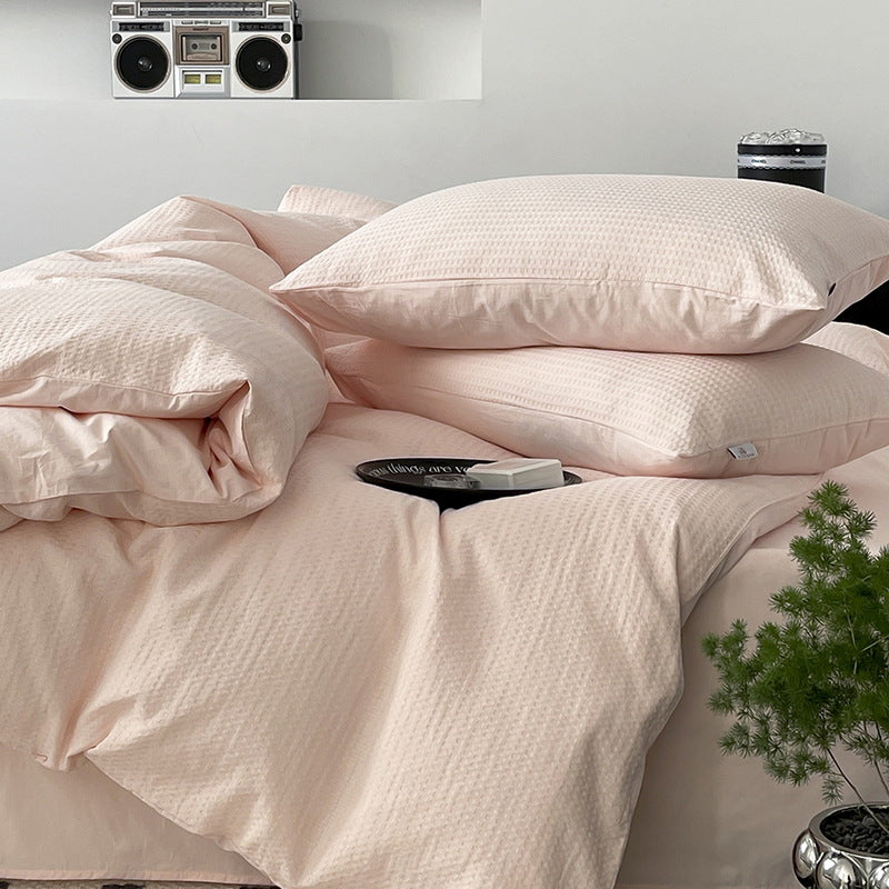 peach waffle bed linen 3 pieces set
