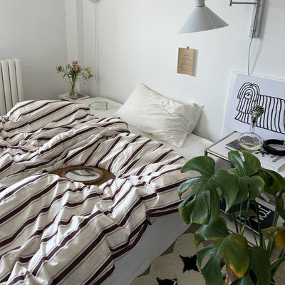 選べるサイズ purple striped bed linen