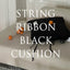 string ribbon cushion cover | black