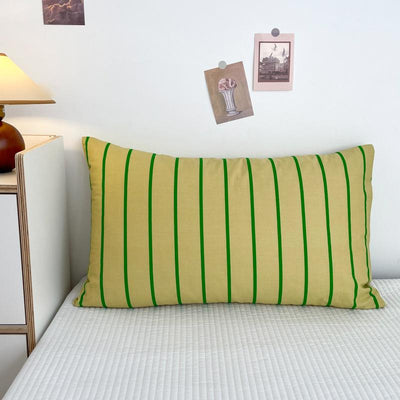 2ピースセット green striped pillow case